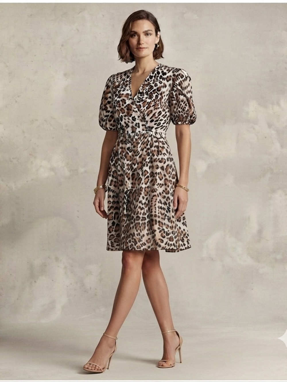 Vanessa Zani Cheeta Print Wrap Dress